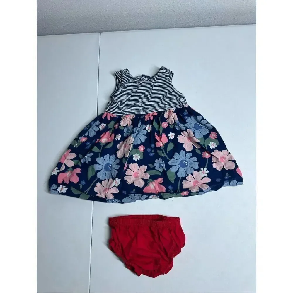 Carter's Girl's Baby Size 9M Floral Pattern Dress and Underpants